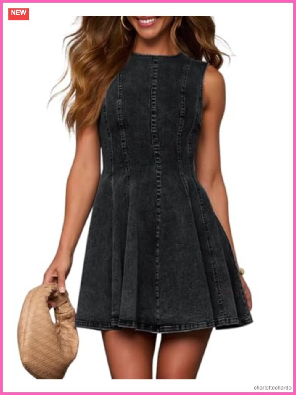 Sleeveless Babydoll Tank Jean Dress Slim Fit A-Line Summer Denim Dress